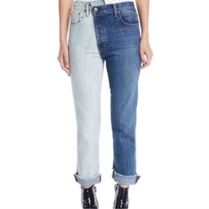 Ao.La by Alice and Olivia Colorblock asymmetrical zip jeans size 25